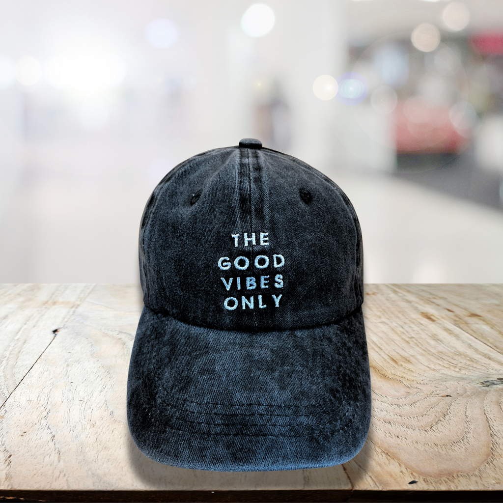Soft Cotten Baseball cap - The Good Vibes Only in Black