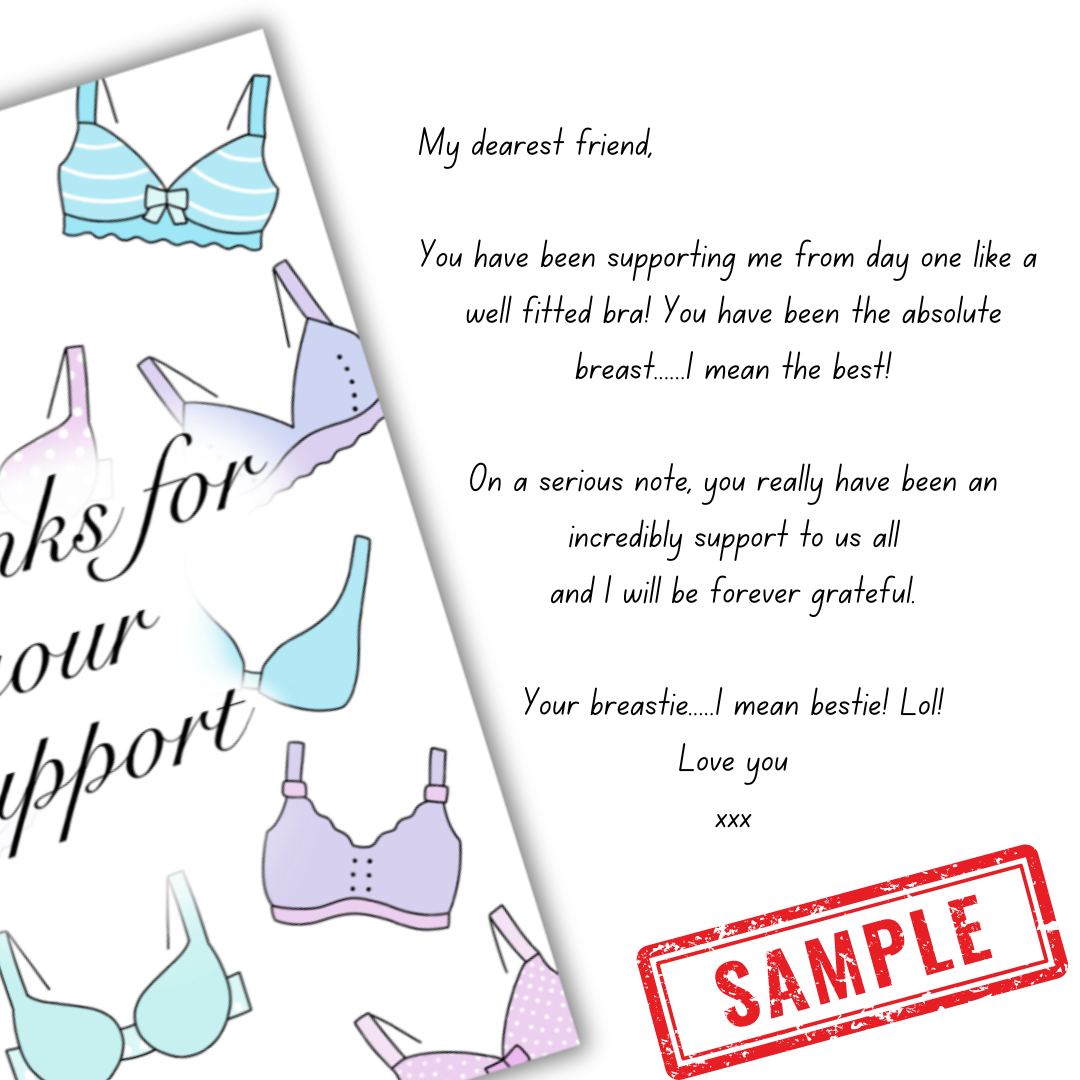 sample message in 'thank you for your support' greeting card