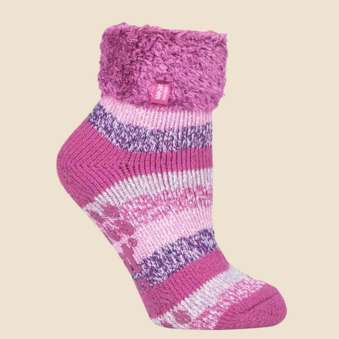 Non slip socks. Thermal pink and purple slipper socks