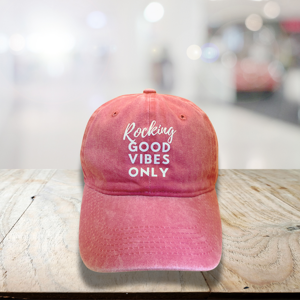 Rocking Good Vibes Only Baseball Cap in Pink