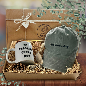 Care Package with baseball hat for cancer patient