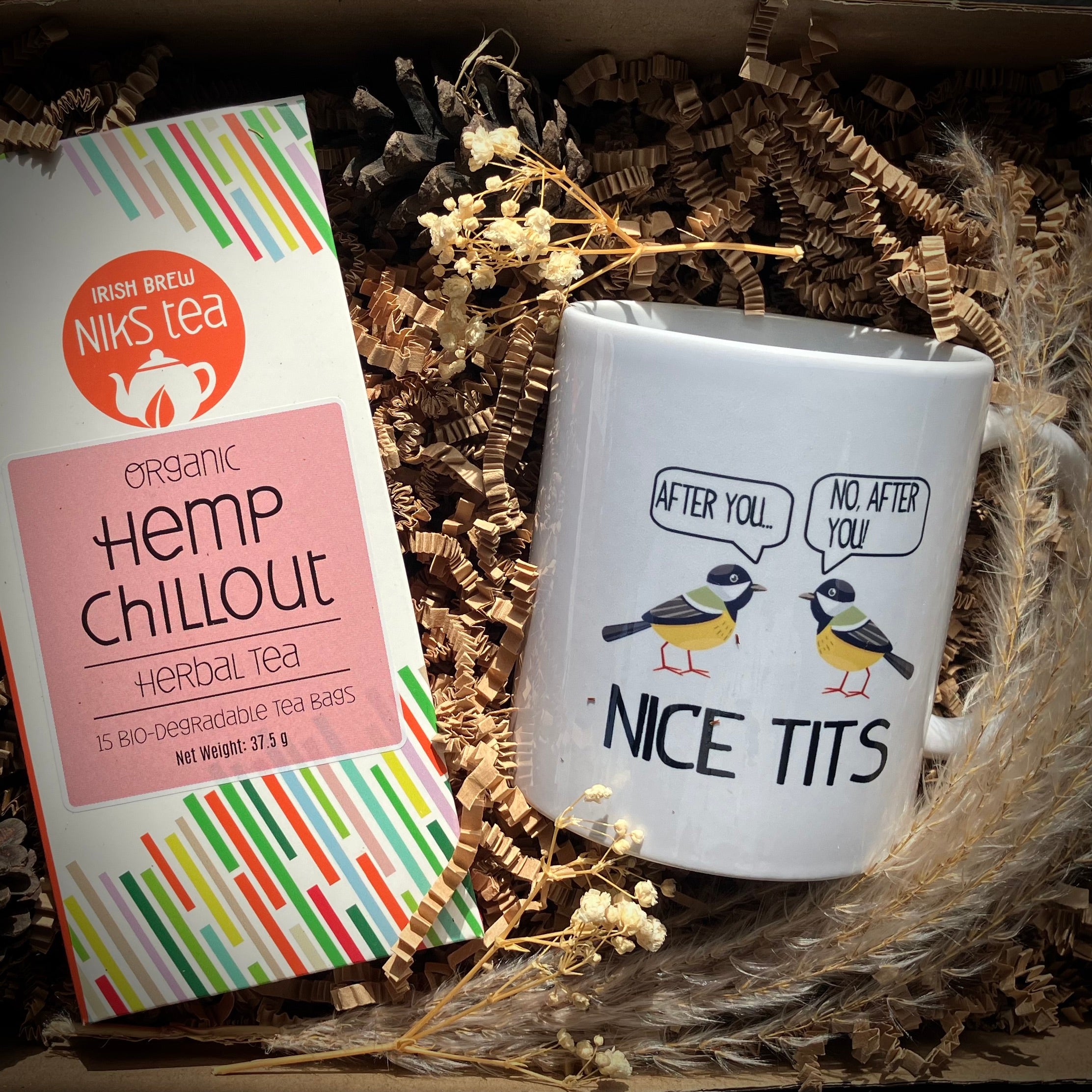 Nice tits mug and wellness tea care package