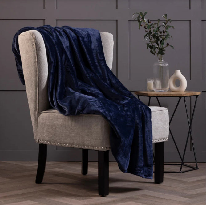 Luxury Thermal Blanket/Throw - Navy Blue