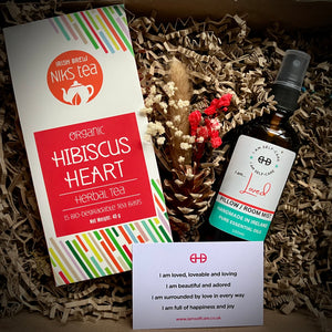 Care package with Hibiscus Tea and Aromatherapy Room Spray