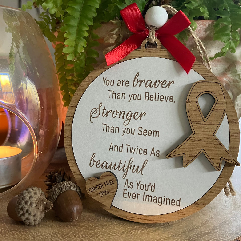 Cancer survivor gift 2024. Circular hanging ornament