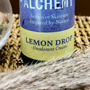 Close up of Lemon Drop natural deodorant for breast cancer patients