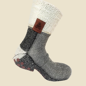 Buddha Mens fluffy slipper socks with grips in charcoal