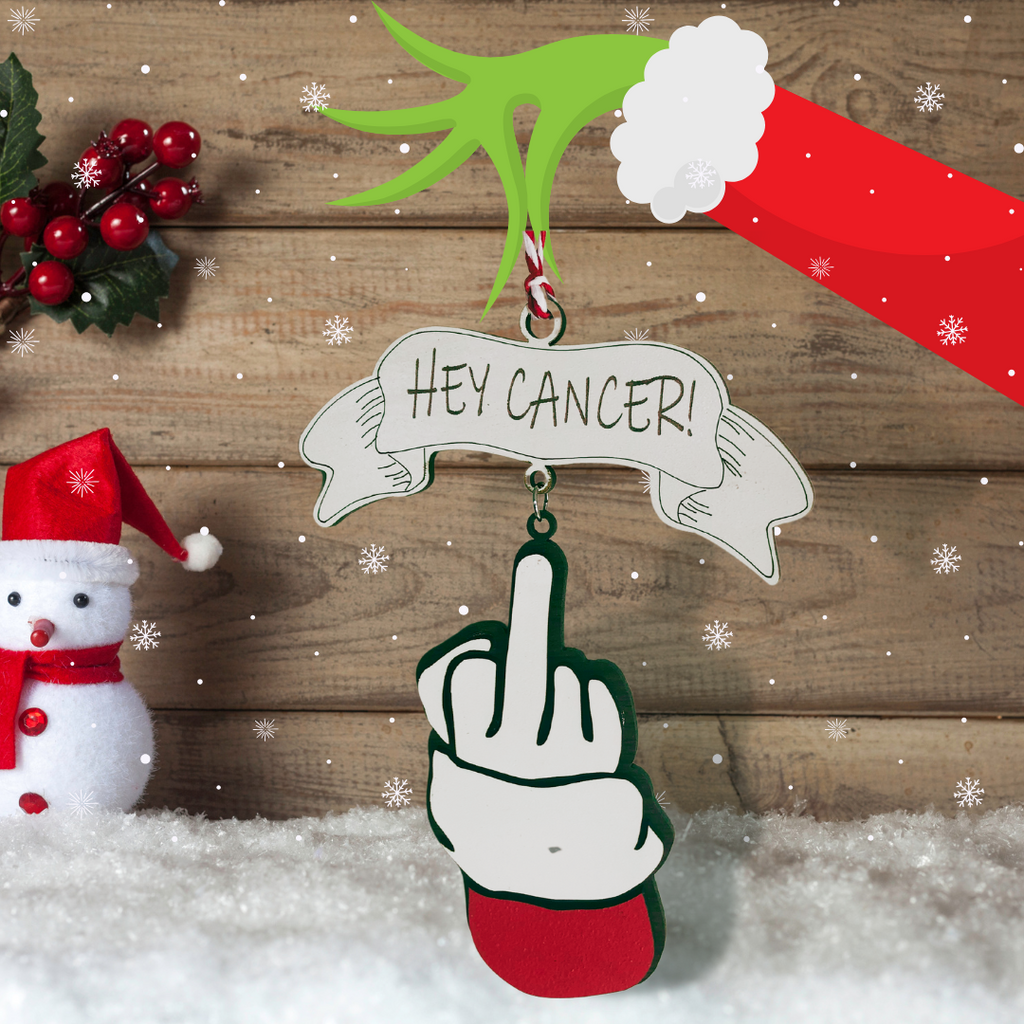 Christmas gift for someone with cancer - One finger salute decoration.